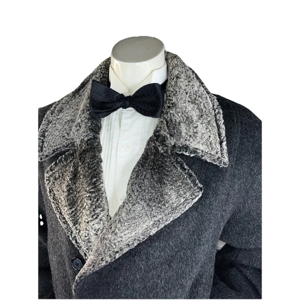 RARE Vtg Alfredo Fawza Italian Double Brsted Mohair Alpaca Wool Overcoat Mens 46